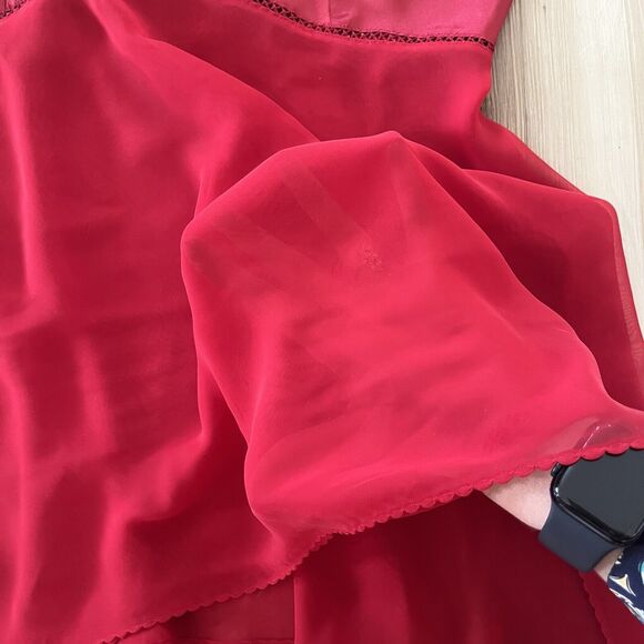 Victoria's Secret Sheer Red Chiffon & Satin Babydoll Negligee Chemise Size L - Picture 7 of 7